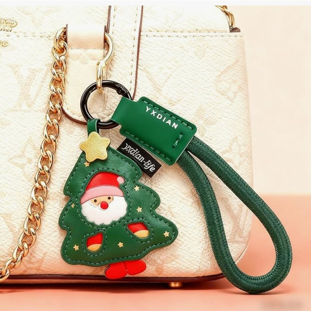 Cute Santa Claus Christmas tree purse charm keychain - Picture 1 of 8